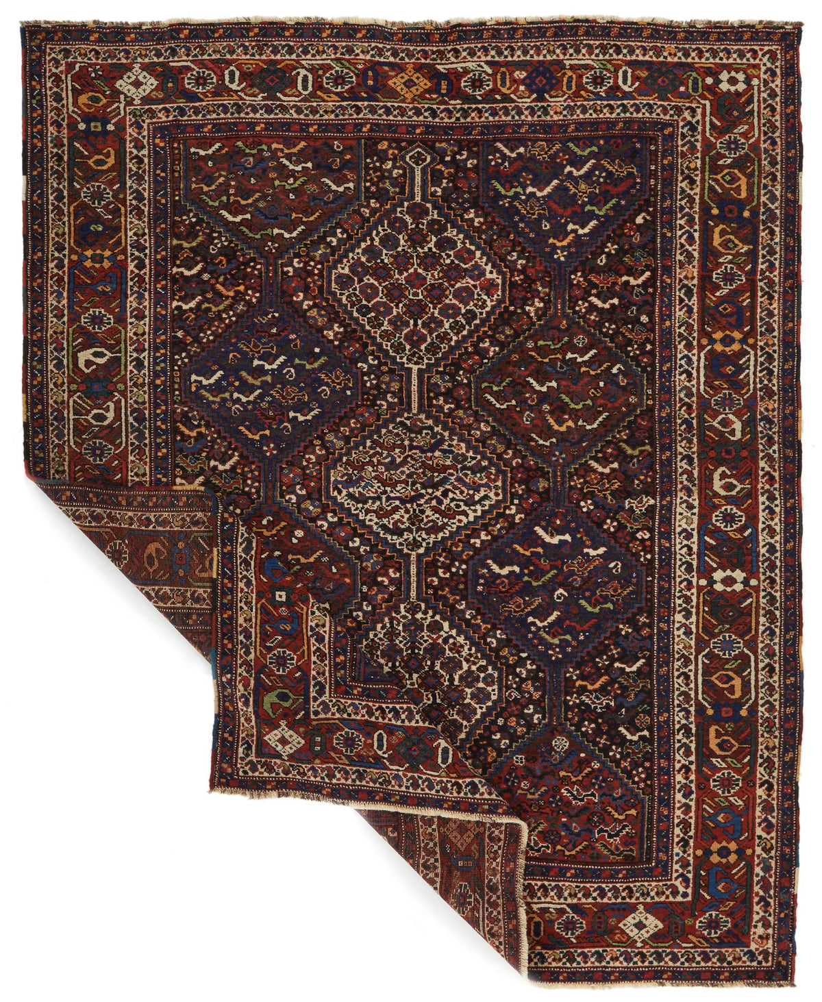 5x8 Navy and Red Turkish Tribal Rug