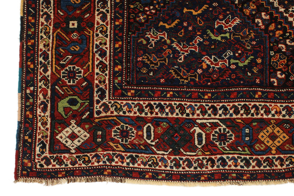 5x8 Navy and Red Turkish Tribal Rug