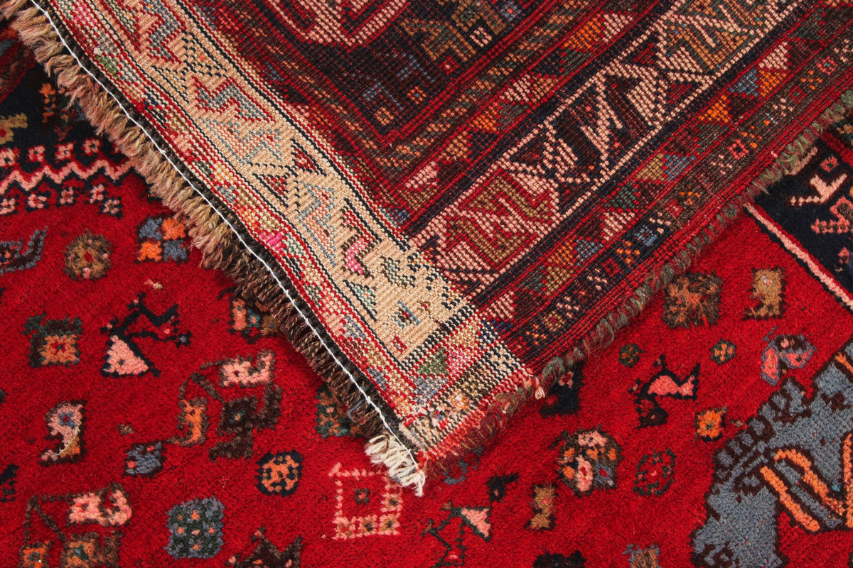 4x5 Red and Ivory Turkish Tribal Rug