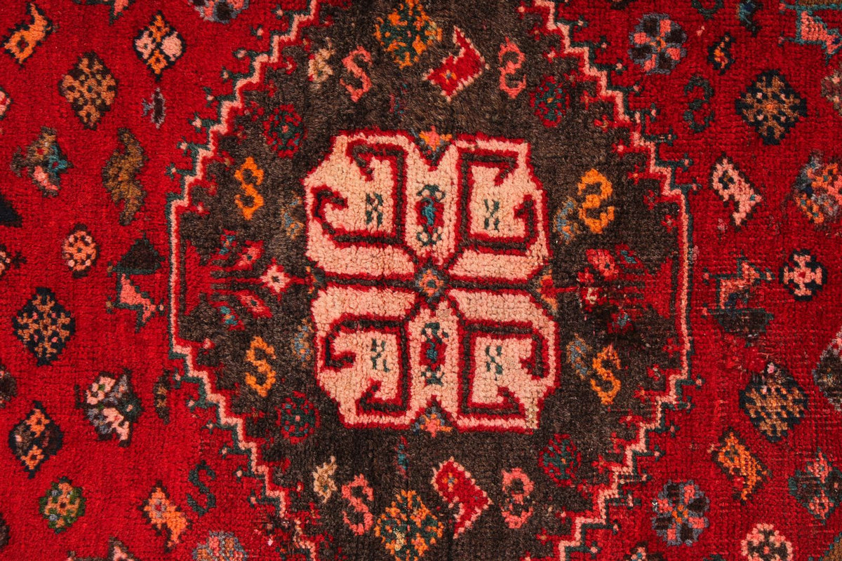 4x5 Red and Ivory Turkish Tribal Rug