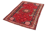 4x5 Red and Ivory Turkish Tribal Rug