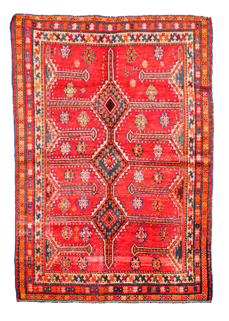 5x7 Red and Multi-color Anatolian Tribal Rug
