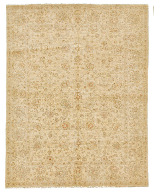 5x7 Beige and Beige Turkish Oushak Rug
