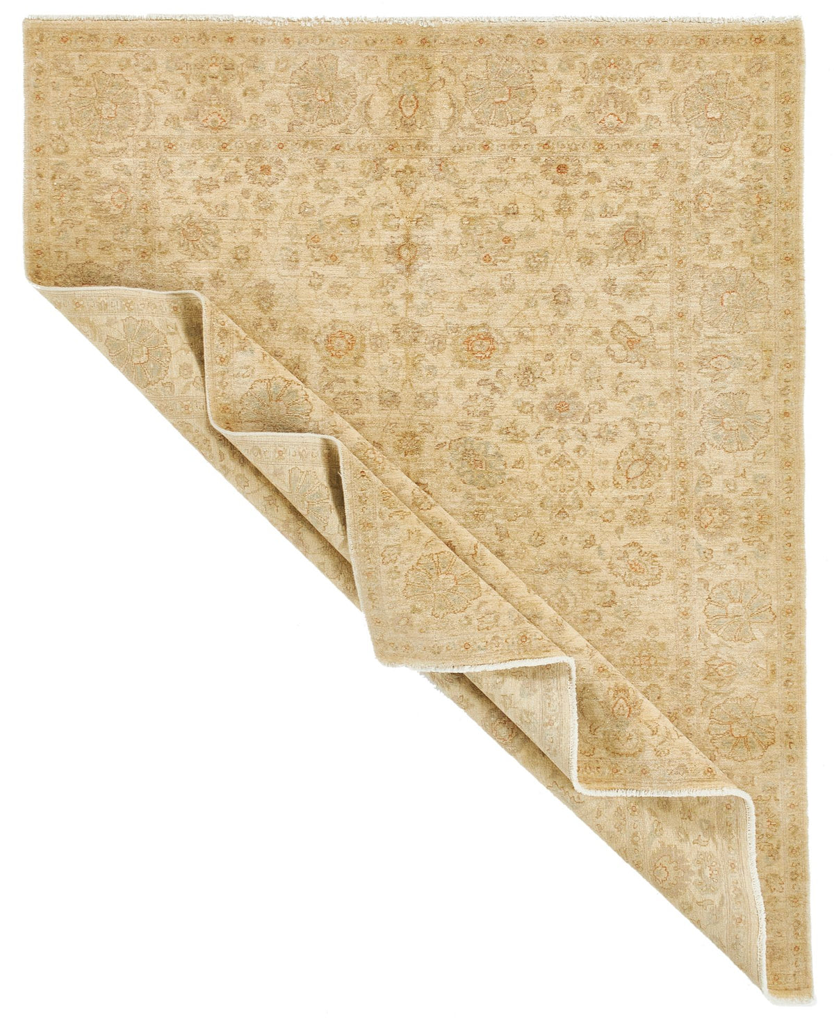 5x7 Beige and Beige Turkish Oushak Rug