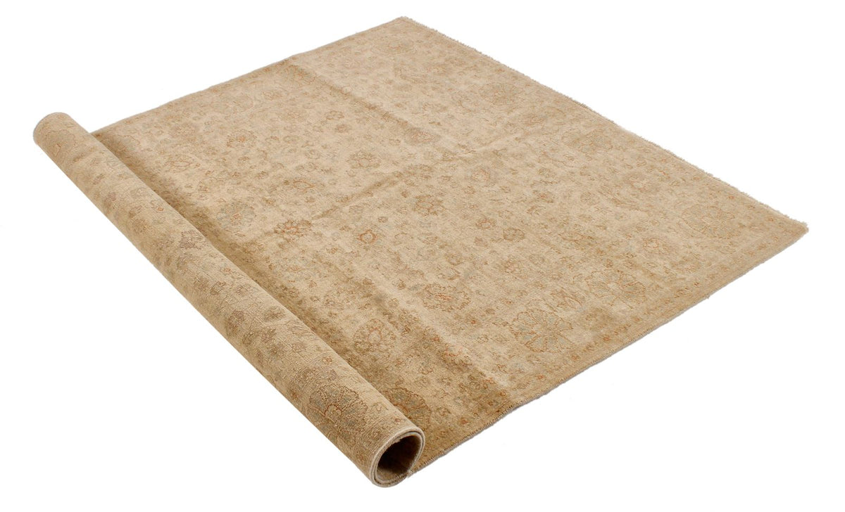 5x7 Beige and Beige Turkish Oushak Rug