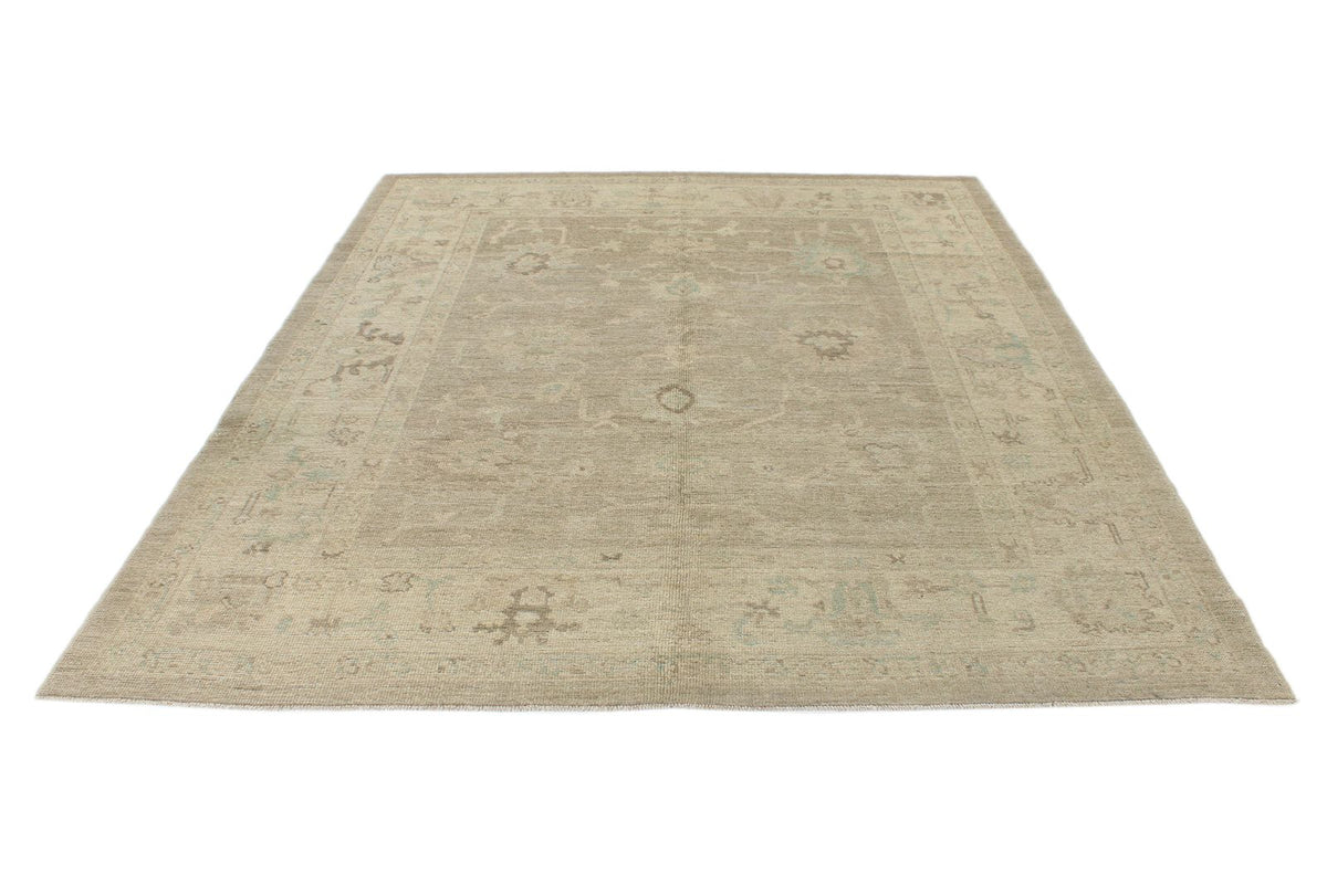 7x8 Beige and Ivory Turkish Oushak Rug
