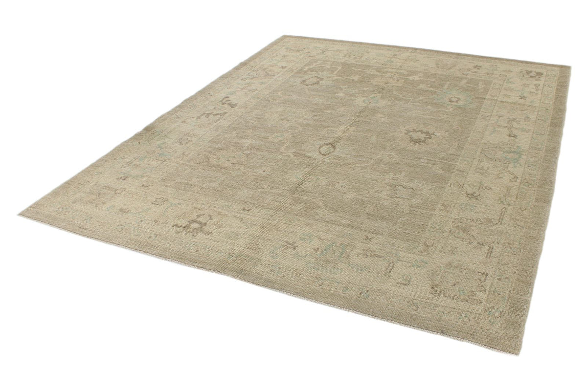 7x8 Beige and Ivory Turkish Oushak Rug