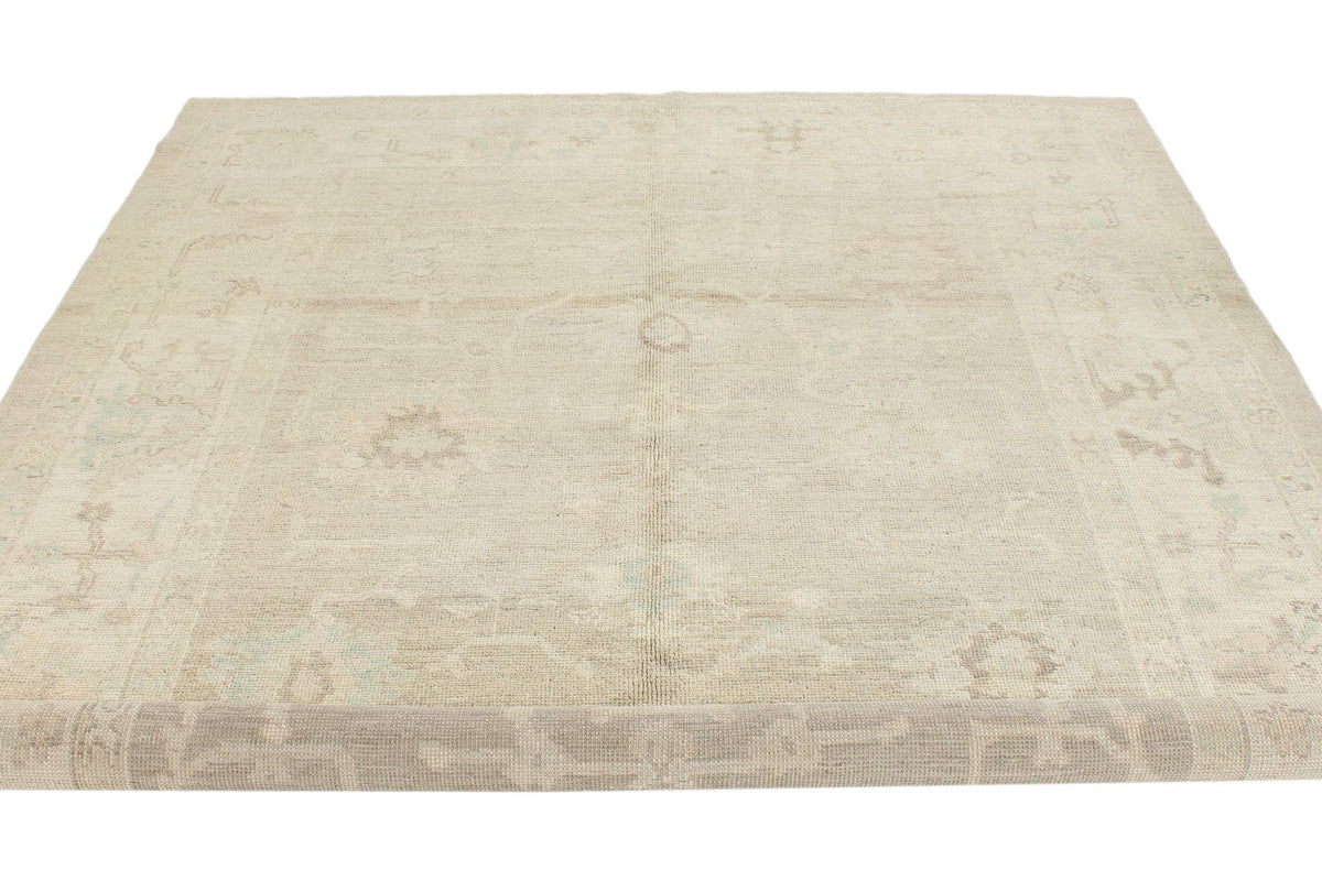 7x8 Beige and Ivory Turkish Oushak Rug