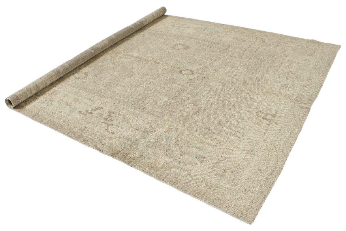 7x8 Beige and Ivory Turkish Oushak Rug