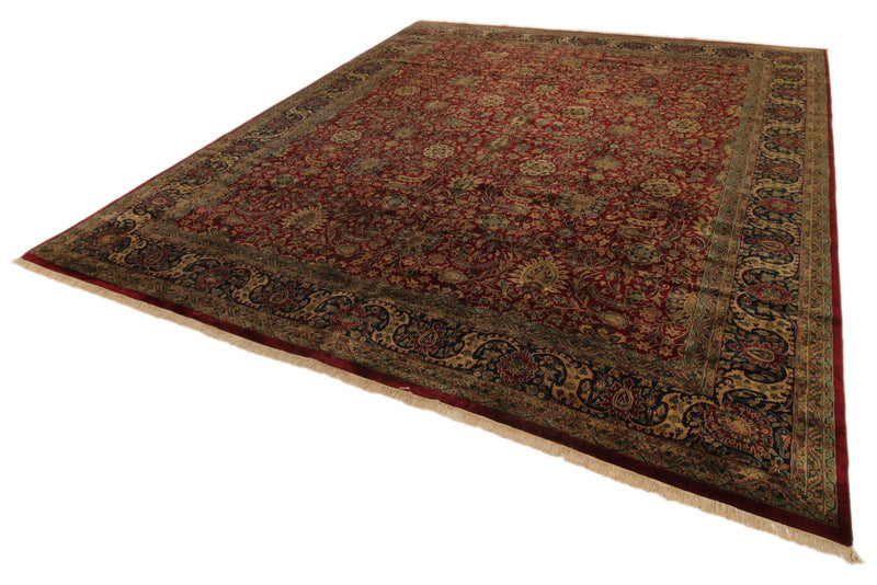 12x15 Burgundy and Navy Persian Traditional Rug