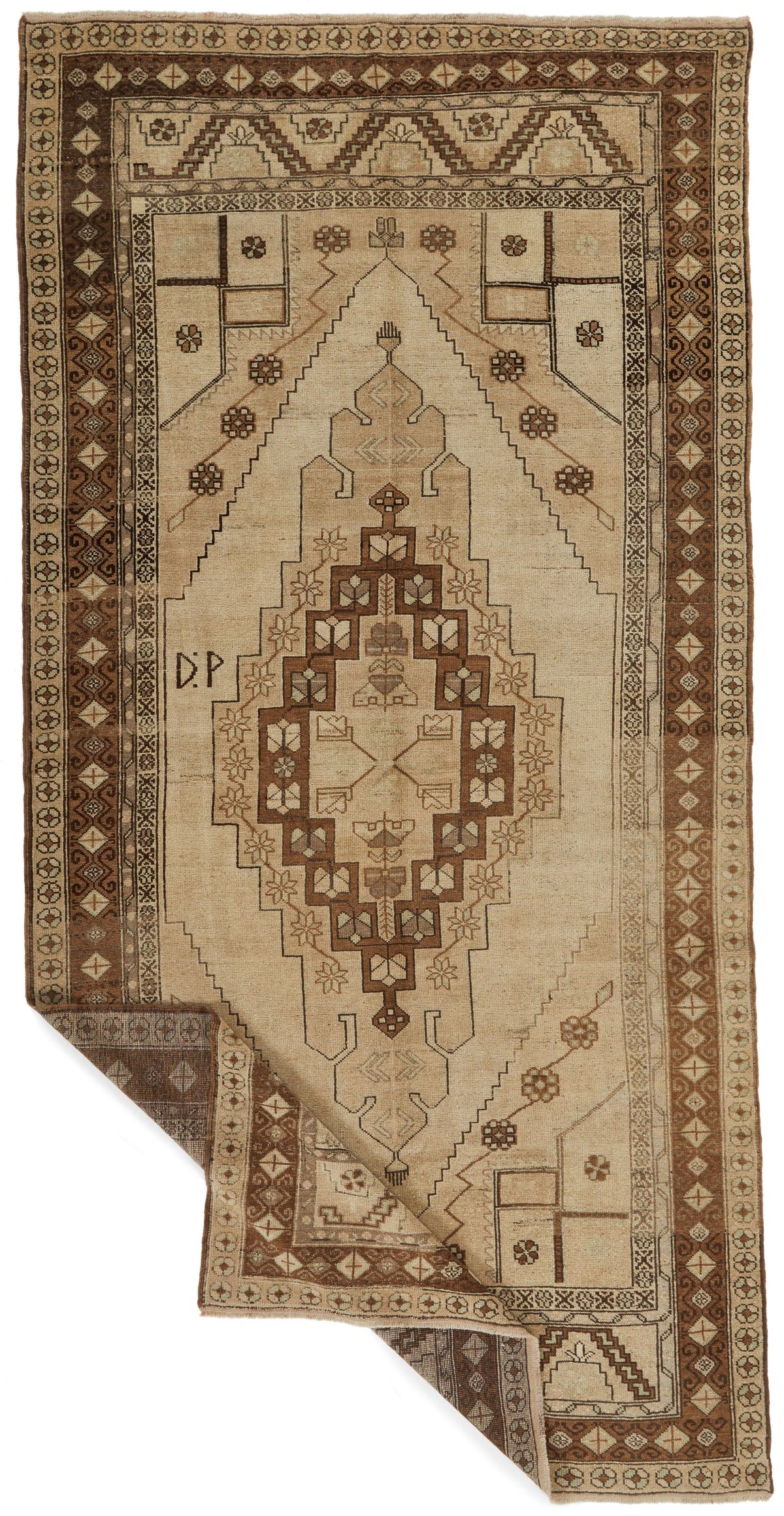 6x11 Ivory and Gray Turkish Tribal Rug