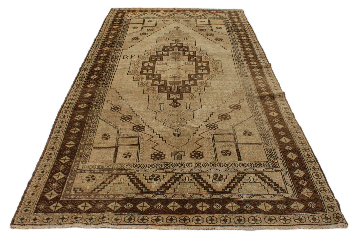 6x11 Ivory and Gray Turkish Tribal Rug