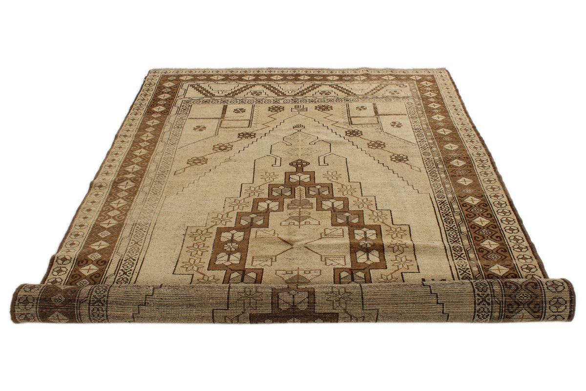 6x11 Ivory and Gray Turkish Tribal Rug