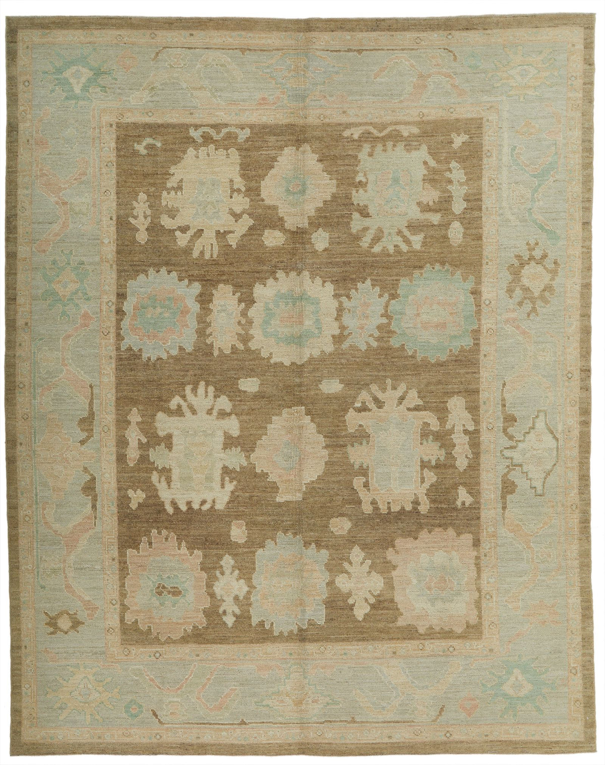 8x10 Brown and Gray Turkish Oushak Rug