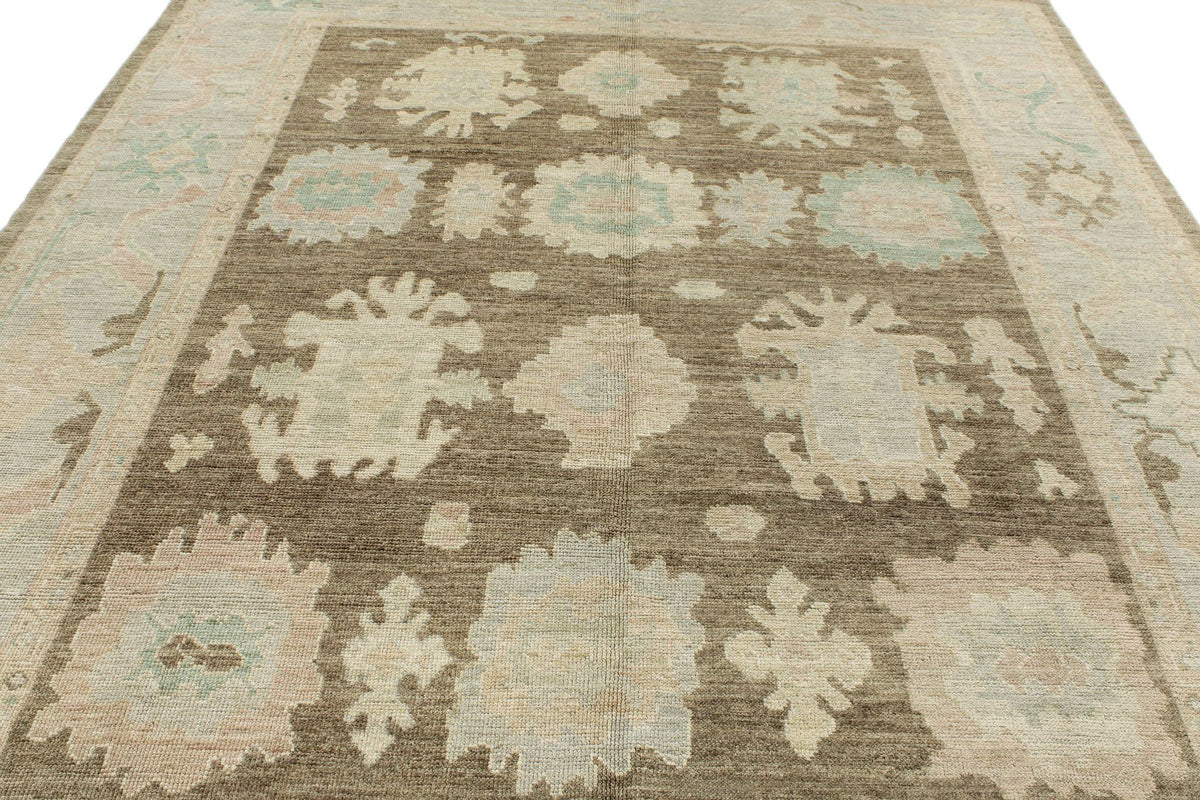 8x10 Brown and Gray Turkish Oushak Rug