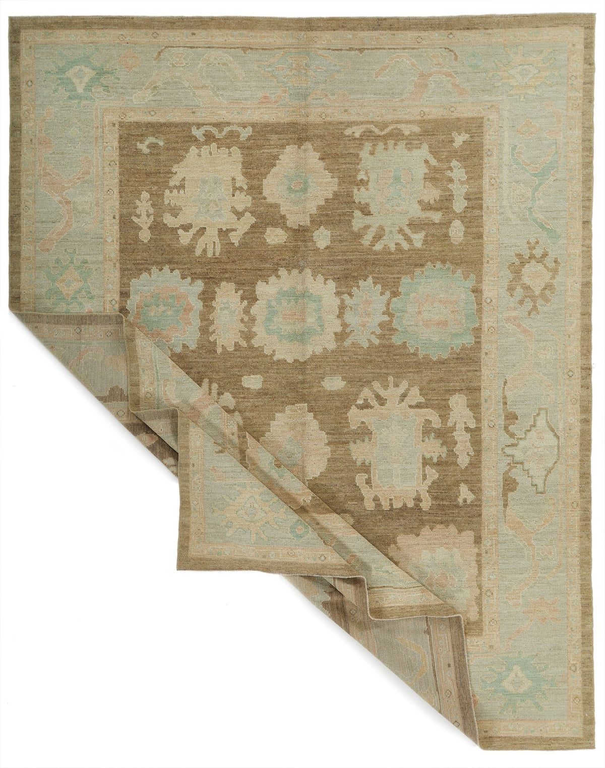 8x10 Brown and Gray Turkish Oushak Rug