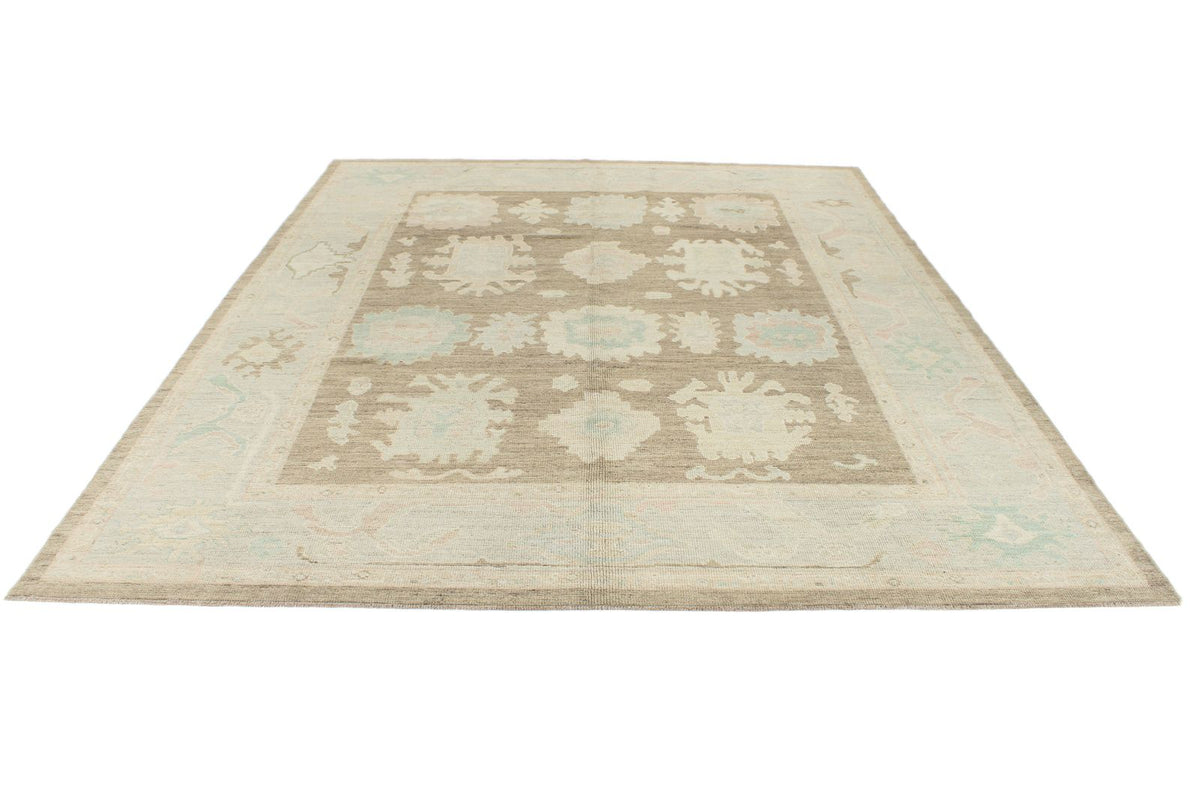 8x10 Brown and Gray Turkish Oushak Rug