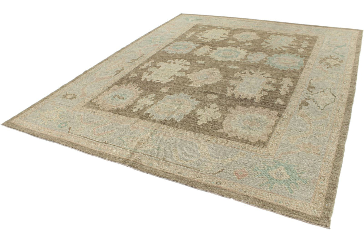 8x10 Brown and Gray Turkish Oushak Rug