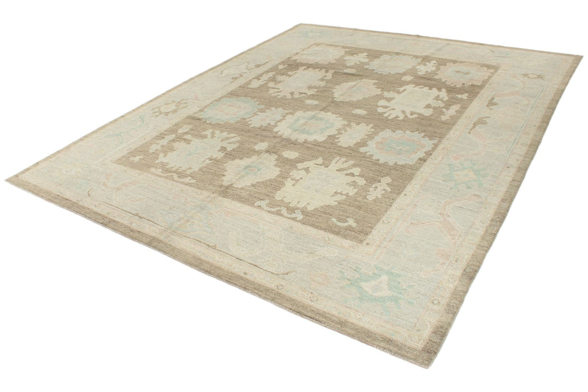 8x10 Brown and Gray Turkish Oushak Rug