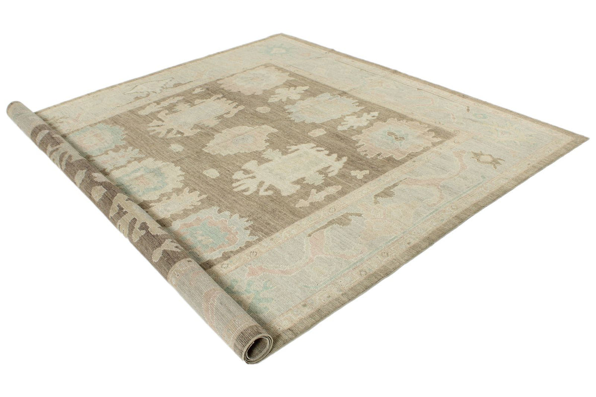 8x10 Brown and Gray Turkish Oushak Rug