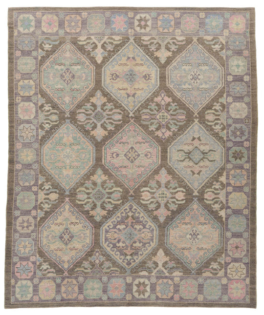 8x10 Brown and Purple Turkish Oushak Rug