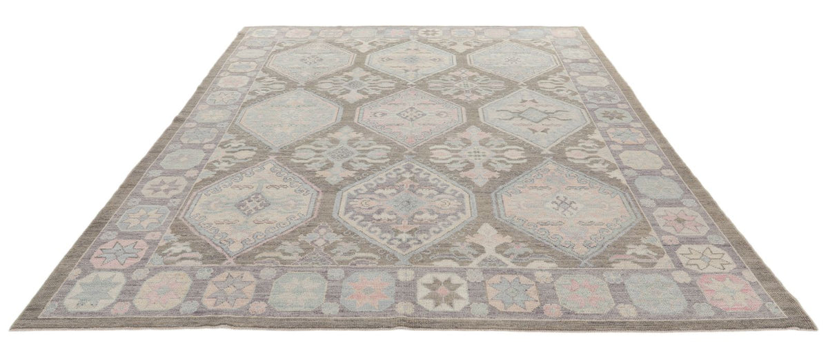 8x10 Brown and Purple Turkish Oushak Rug