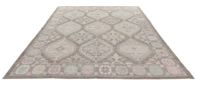 8x10 Brown and Purple Turkish Oushak Rug