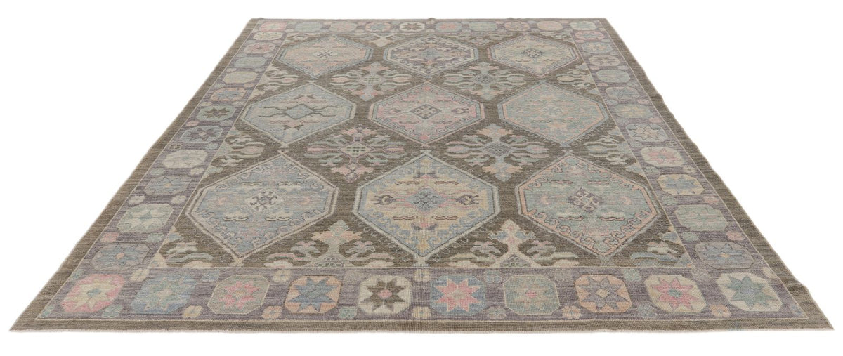 8x10 Brown and Purple Turkish Oushak Rug