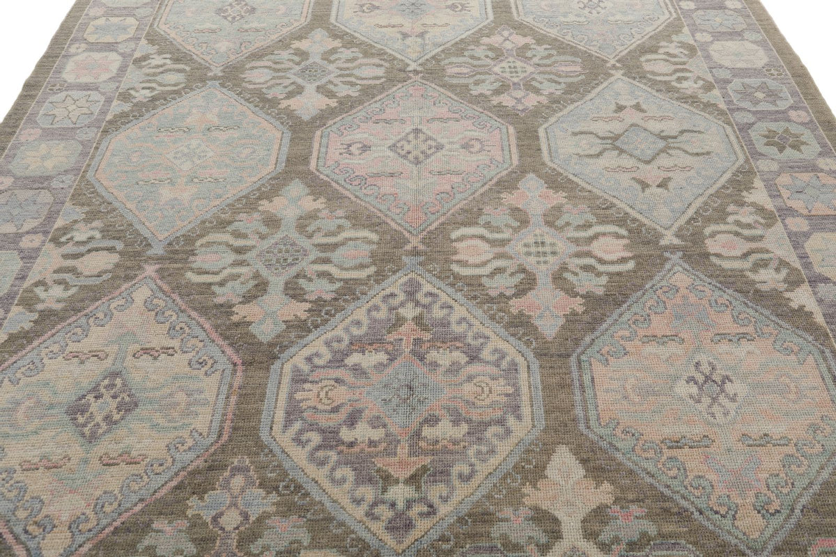 8x10 Brown and Purple Turkish Oushak Rug