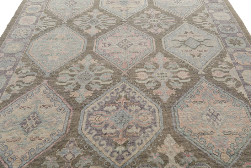 8x10 Brown and Purple Turkish Oushak Rug