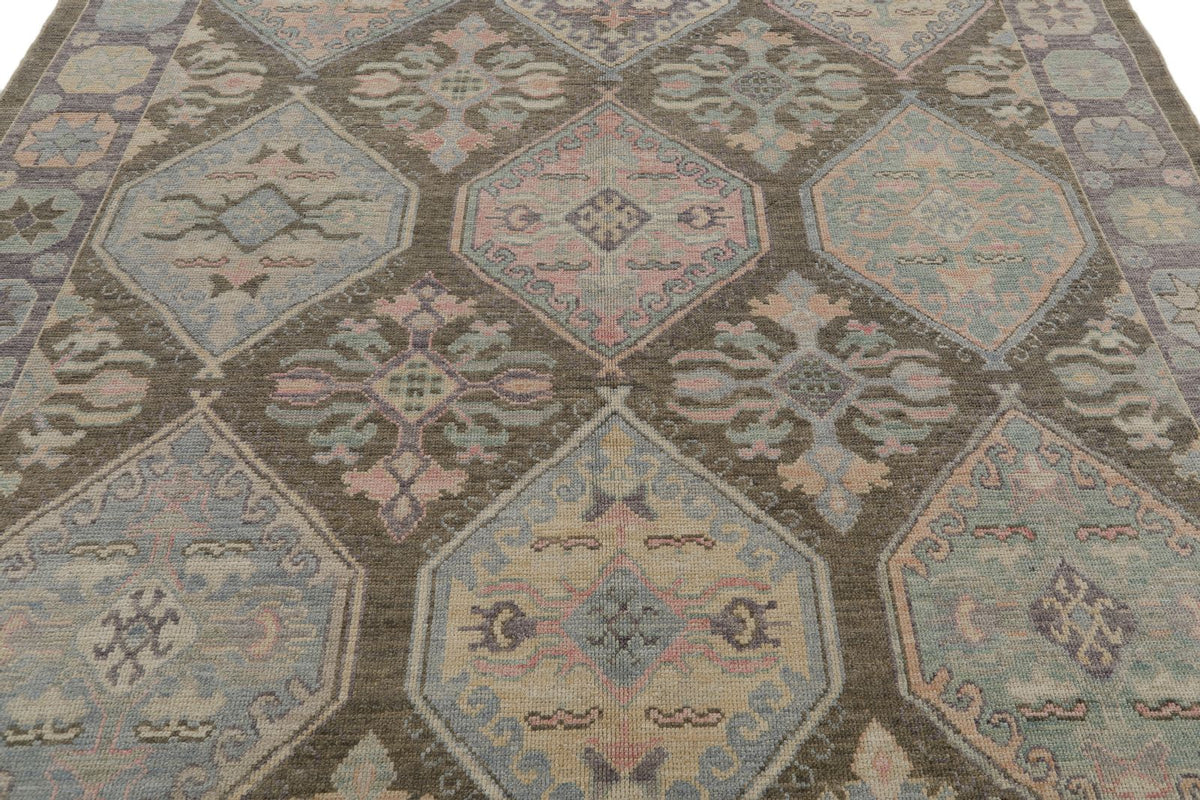 8x10 Brown and Purple Turkish Oushak Rug