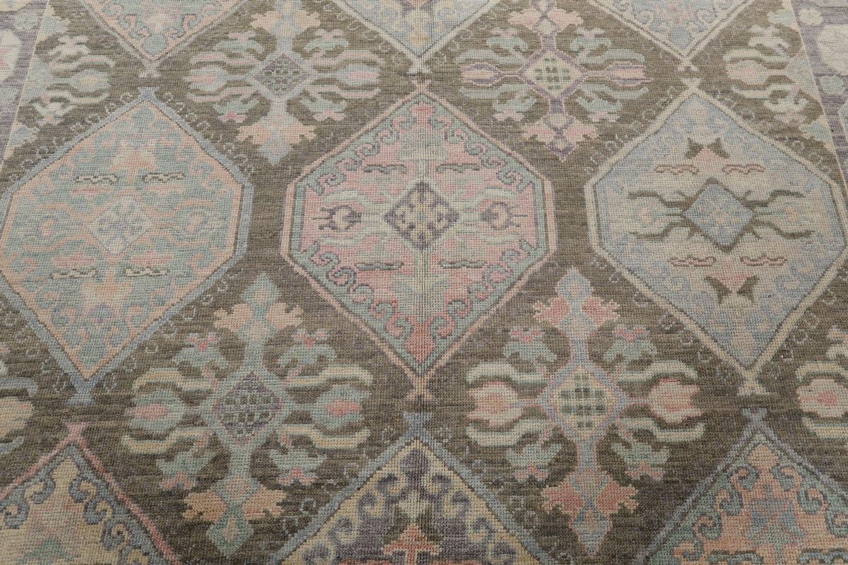 8x10 Brown and Purple Turkish Oushak Rug