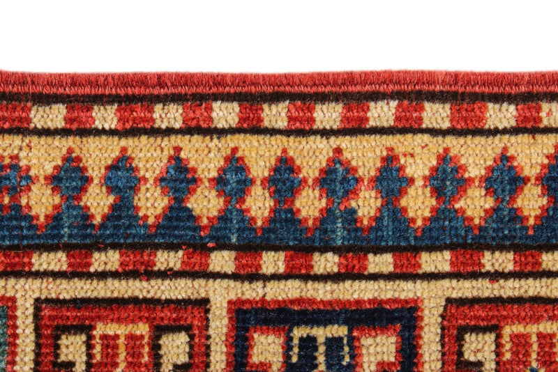 4x6 Red and Ivory Turkish Tribal Rug