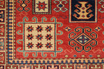 4x6 Red and Ivory Turkish Tribal Rug