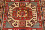 4x6 Red and Ivory Turkish Tribal Rug