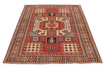 4x6 Red and Ivory Turkish Tribal Rug