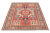 4x6 Red and Ivory Turkish Tribal Rug