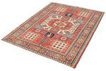 4x6 Red and Ivory Turkish Tribal Rug