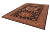 8x12 Navy and Ivory Turkish Tribal Rug