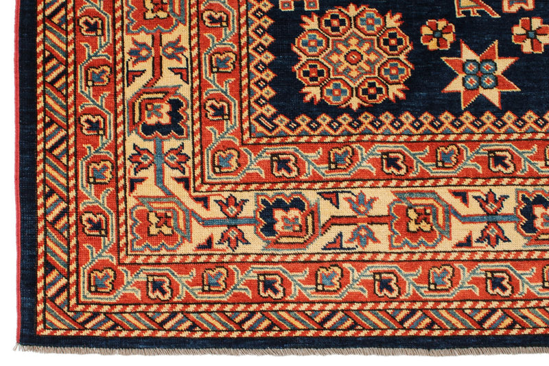 8x12 Navy and Ivory Turkish Tribal Rug