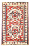 4x6 Red and Ivory Turkish Tribal Rug