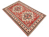 4x6 Red and Ivory Turkish Tribal Rug