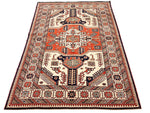 6x8 Red and Ivory Turkish Tribal Rug