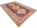 7x10 Navy and Ivory Turkish Tribal Rug