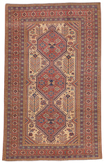 7x11 Ivory and Red Turkish Tribal Rug