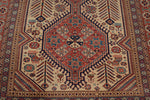 7x11 Ivory and Red Turkish Tribal Rug