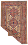 7x11 Ivory and Red Turkish Tribal Rug