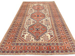 7x11 Ivory and Red Turkish Tribal Rug