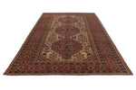 7x11 Ivory and Red Turkish Tribal Rug