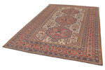 7x11 Ivory and Red Turkish Tribal Rug